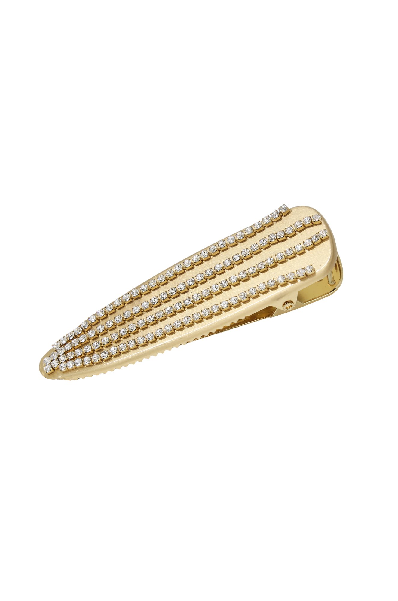 Crystal Striped Brushed Gold Hair Clip