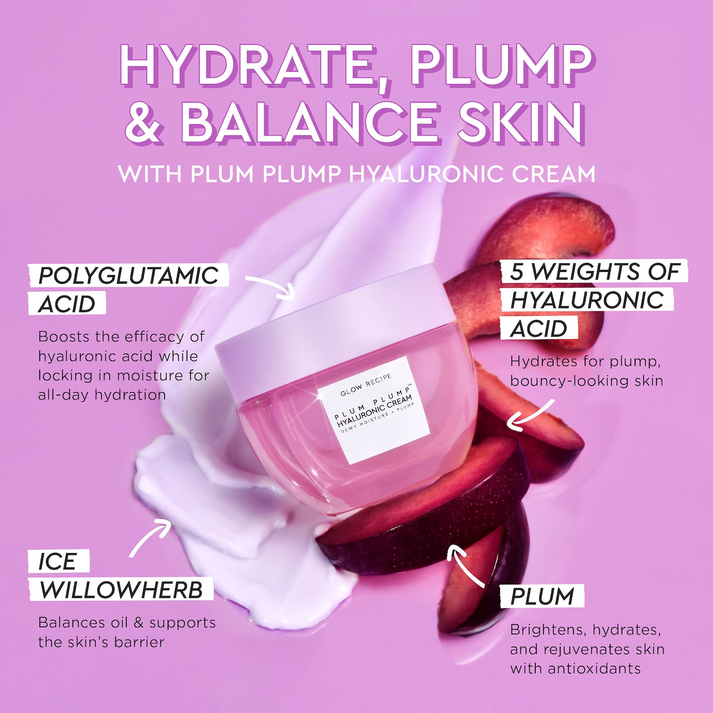 GLOW RECIPE Plum Plump Hyaluronic Acid Moisturizer купить в Beauty Storage. Быстрая доставка по России и СНГ.
