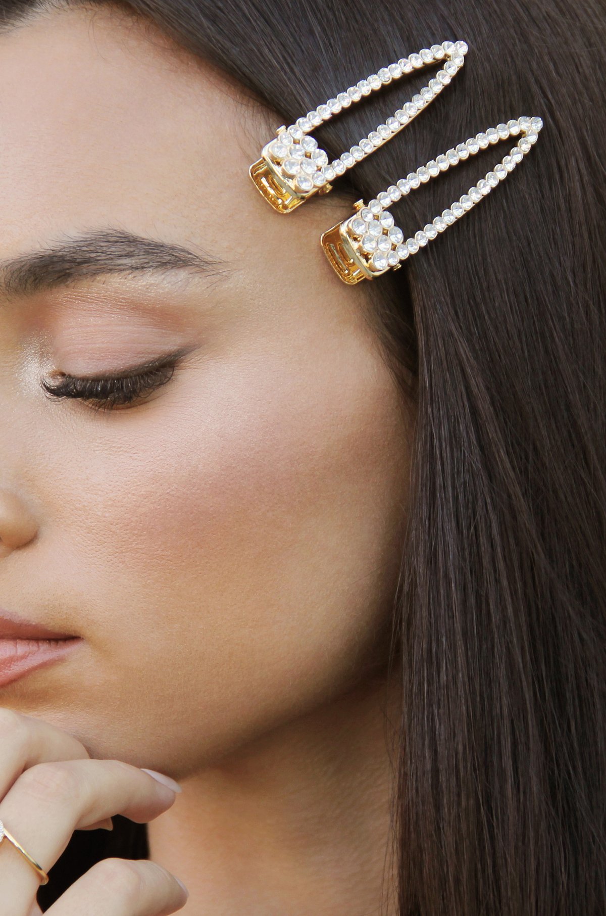 Gatsby Crystal & Gold Clip Set