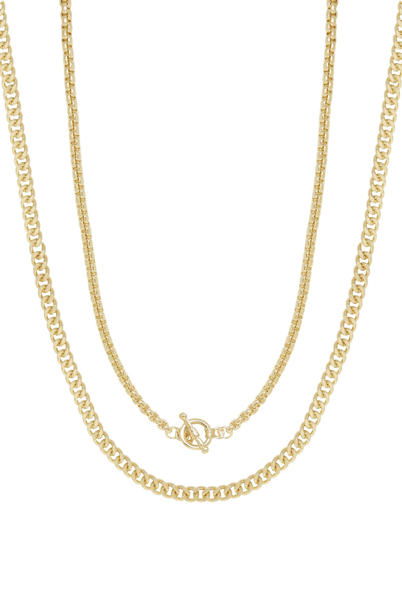 Double Mixed Gold Chain Necklace Set