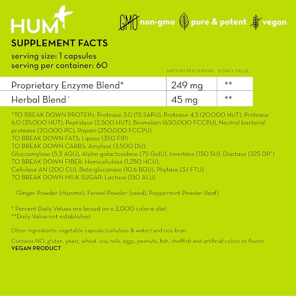 HUM NUTRITION Flatter Me Digestive Enzyme Supplement купить в Beauty Storage. Быстрая доставка по России и СНГ.