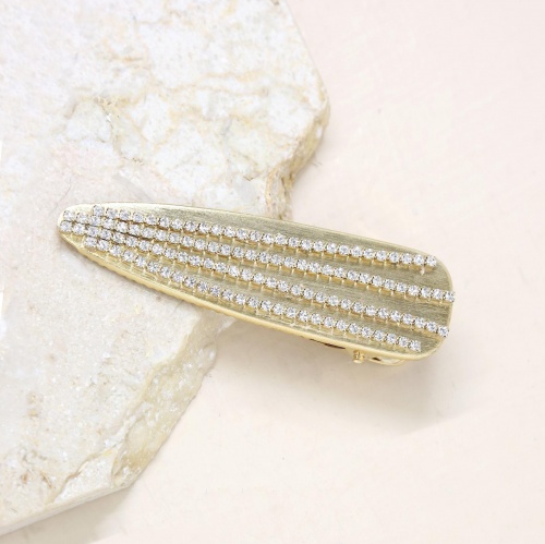 Crystal Striped Brushed Gold Hair Clip