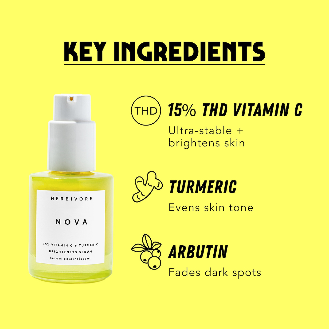HERBIVORE Nova 15% Vitamin C + Turmeric Brightening Serum купить в Beauty Storage. Быстрая доставка по России и СНГ.