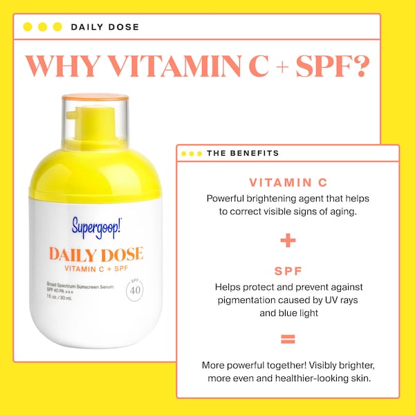 SUPERGOOP! Daily Dose Vitamin C + SPF 40 Sunscreen Serum PA+++ купить в Beauty Storage. Быстрая доставка по России и СНГ.