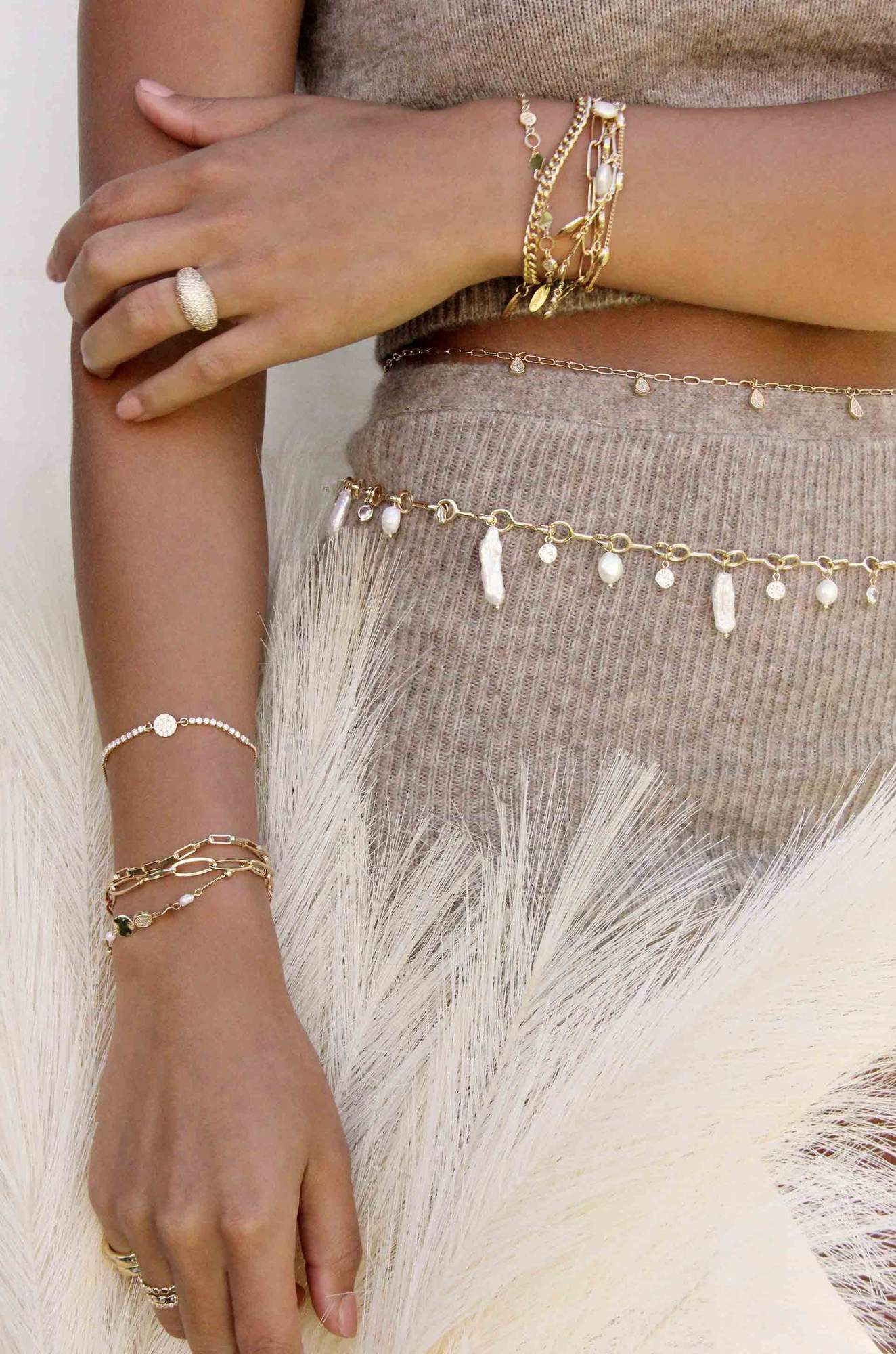 Crystal Cluster Knockout 18k Gold Plated Ring - Размер 7