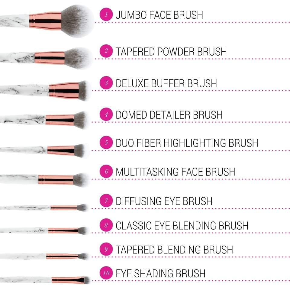BH COSMETICS Marble Luxe 10 Piece Brush Set