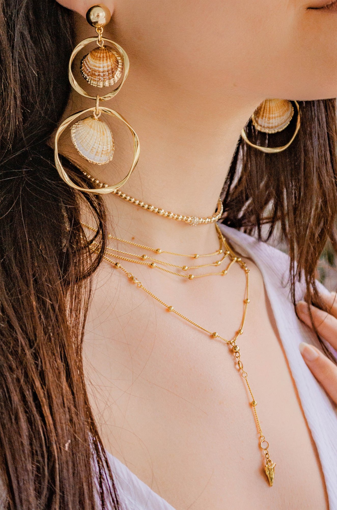 Beach Please Shell Statement Earrings