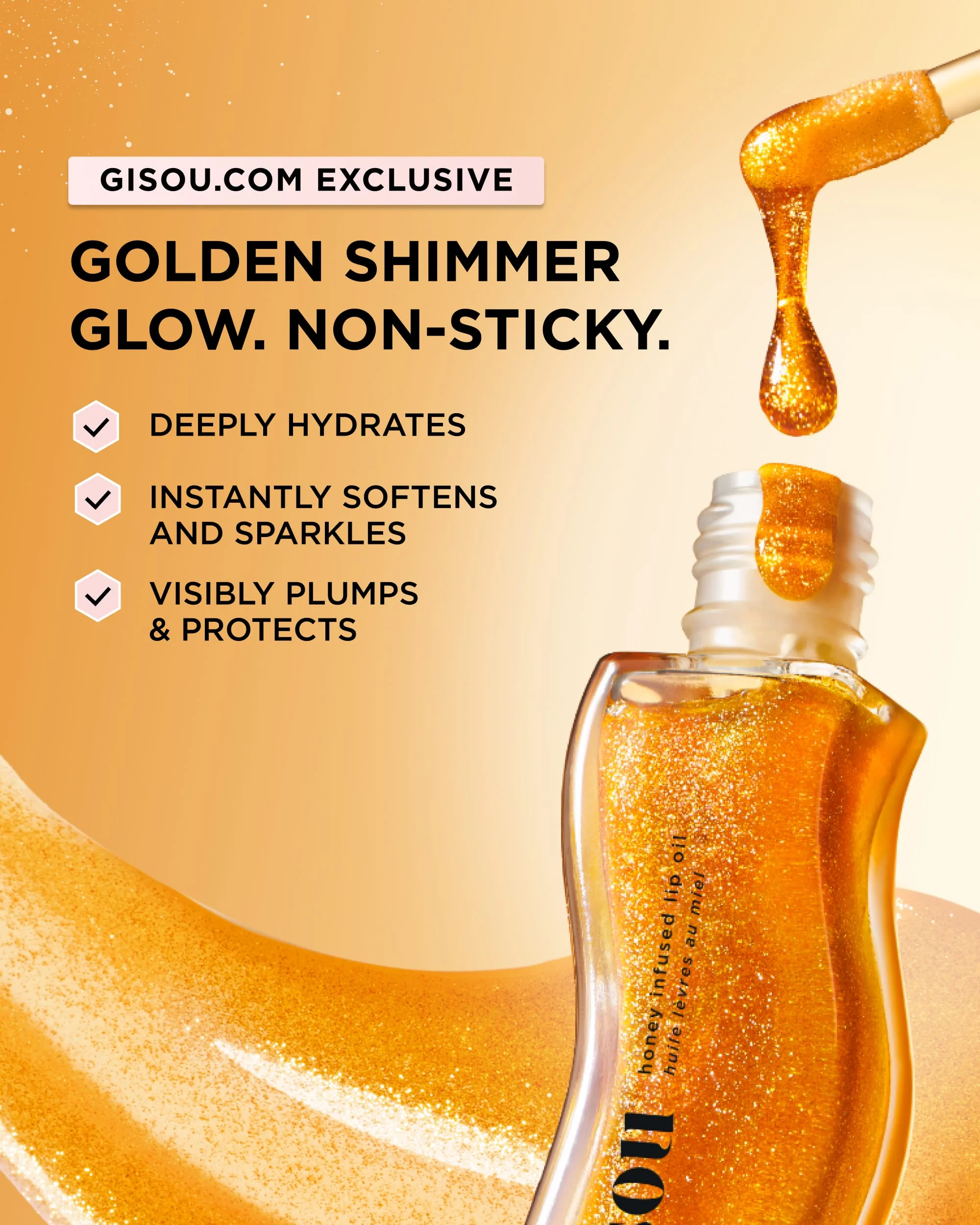 GISOU Lip Oil Golden Shimmer Glow Honey Infused купить в Beauty Storage. Быстрая доставка по России и СНГ.