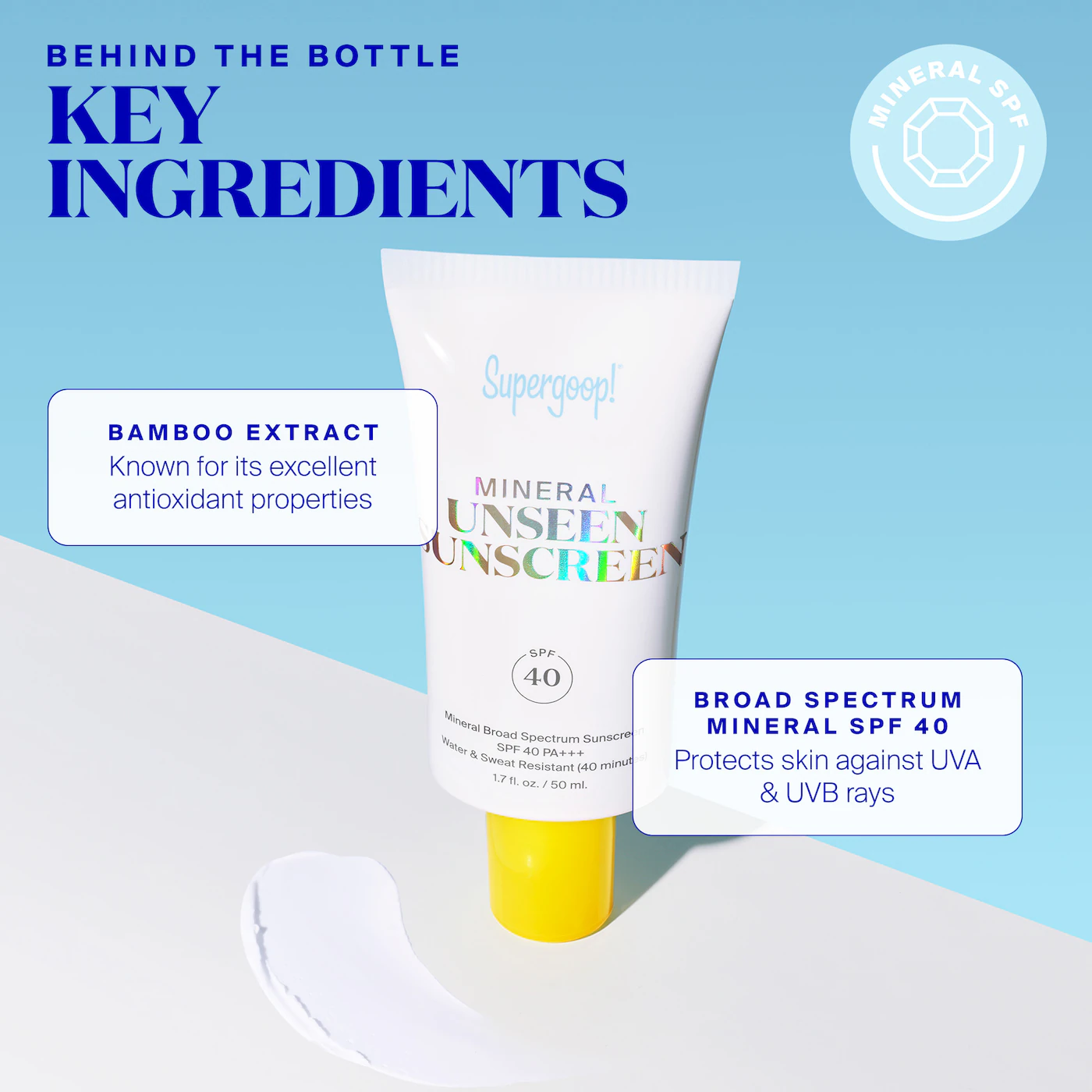 SUPERGOOP! Mineral Unseen Sunscreen SPF 40 купить в Beauty Storage. Быстрая доставка по России и СНГ.