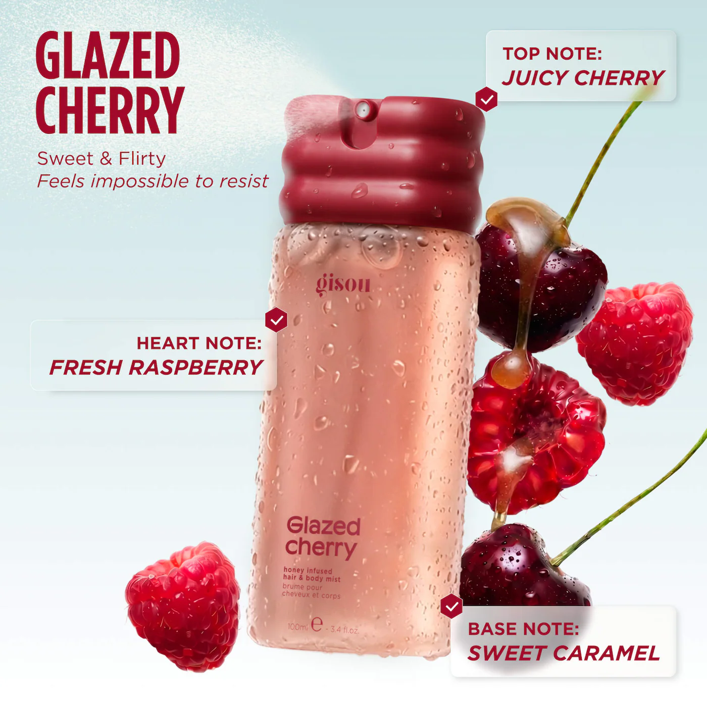 Купить GISOU Glazed Cherry Honey Infused Hair & Body Mist на Beautystorage.ru. Быстрая доставка по России и СНГ.