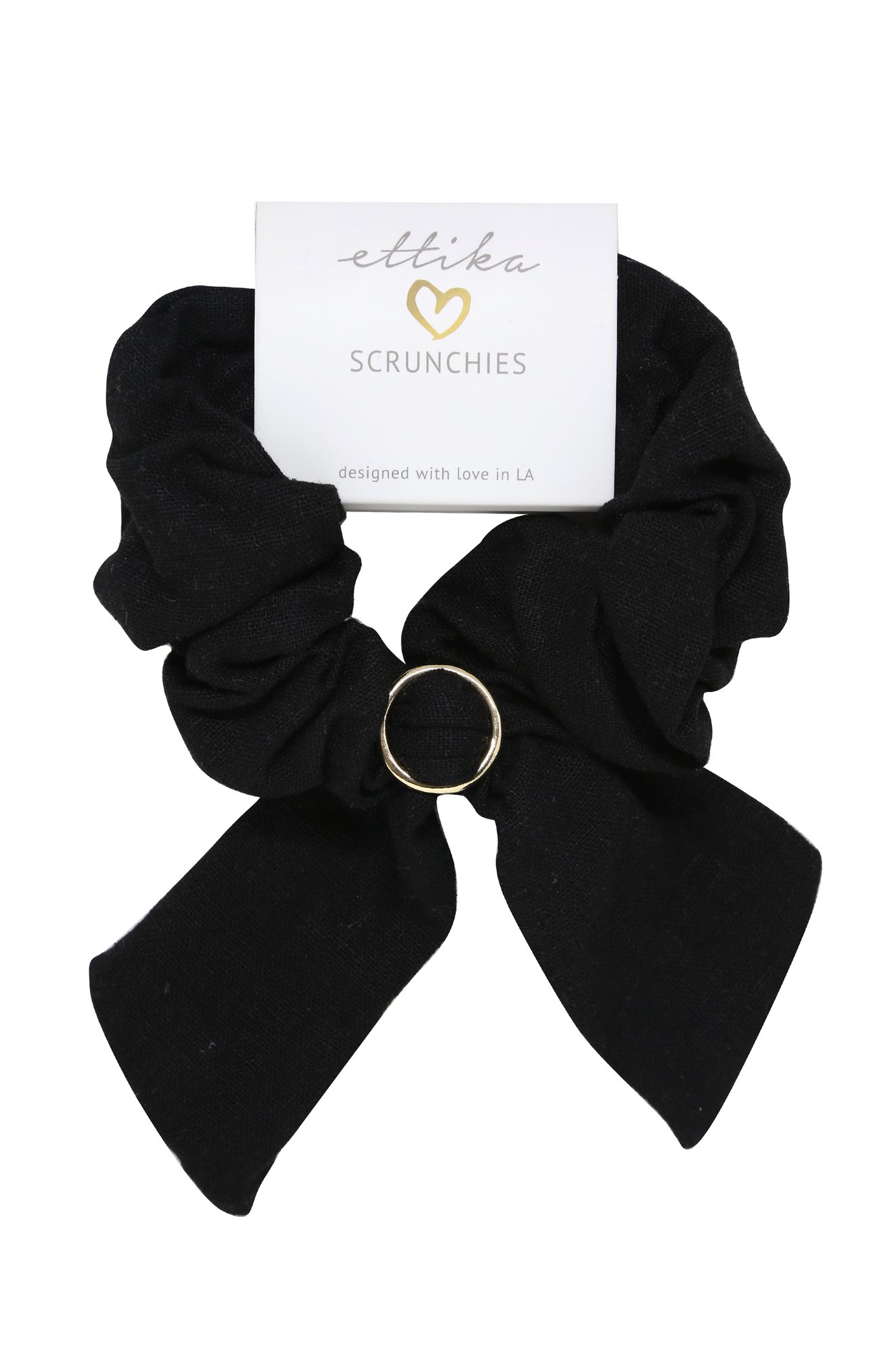 Flirty Bow Hair Scrunchie in Black