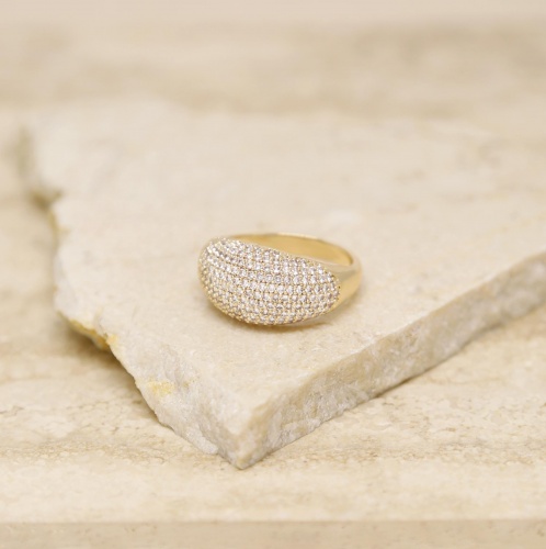 Crystal Cluster Knockout 18k Gold Plated Ring - Размер 7