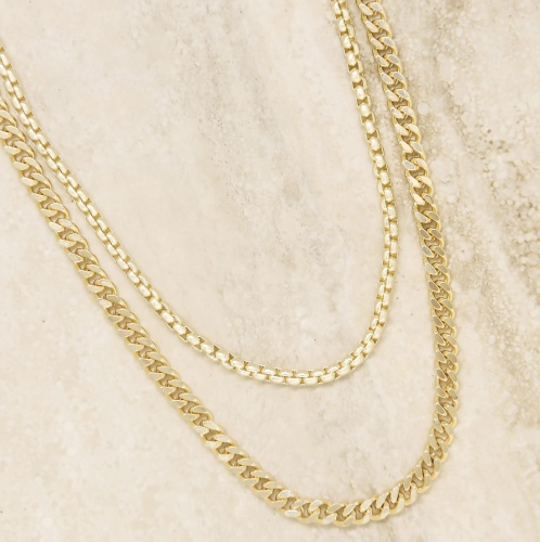 Double Mixed Gold Chain Necklace Set