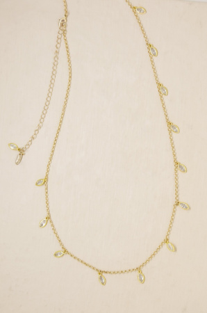 Crystal Droplet Thin Chain Gold Belly Chain