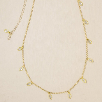 Crystal Droplet Thin Chain Gold Belly Chain