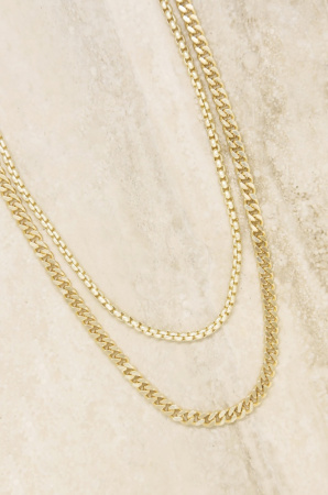 Double Mixed Gold Chain Necklace Set