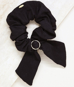Flirty Bow Hair Scrunchie in Black