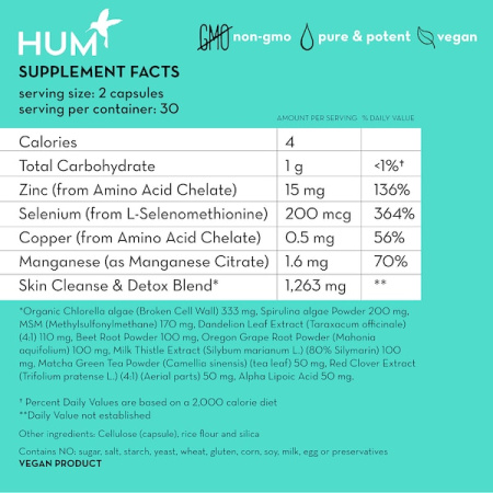 HUM NUTRITION Daily Cleanse Clear Skin and Body Detox Supplement купить в Beauty Storage. Быстрая доставка по России и СНГ.