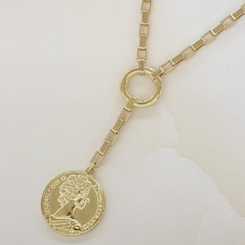 Power Player Gold Coin Lariat Necklace